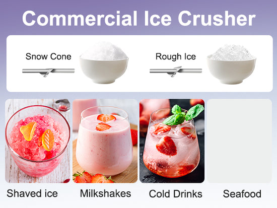 OKF 110V Commercial Ice Crusher 500LBS/H, ETL Approved 350W Electric Snow Cone Machine with Dual Blades