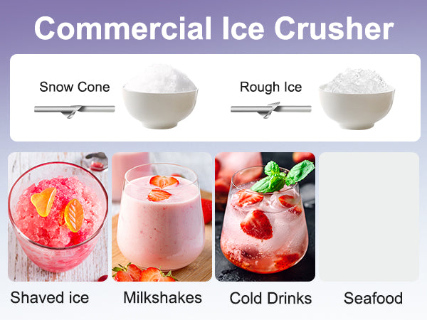 OKF 110V Commercial Ice Crusher 500LBS/H, ETL Approved 350W Electric Snow Cone Machine with Dual Blades