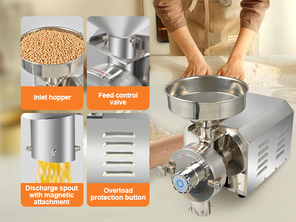 Commercial Grain Mill Grinder for Dry Materials (110V / 220V)