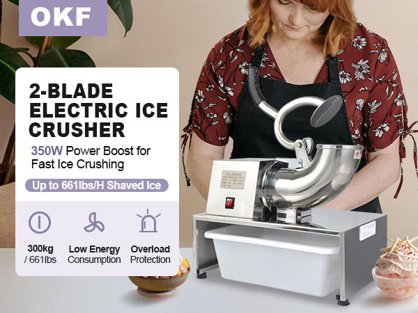 OKF Commercial Snow Cone Machine - 661LB/H Commercial Shaved Ice Machine, Ice Crusher Shaved Ice Machine Fluffy