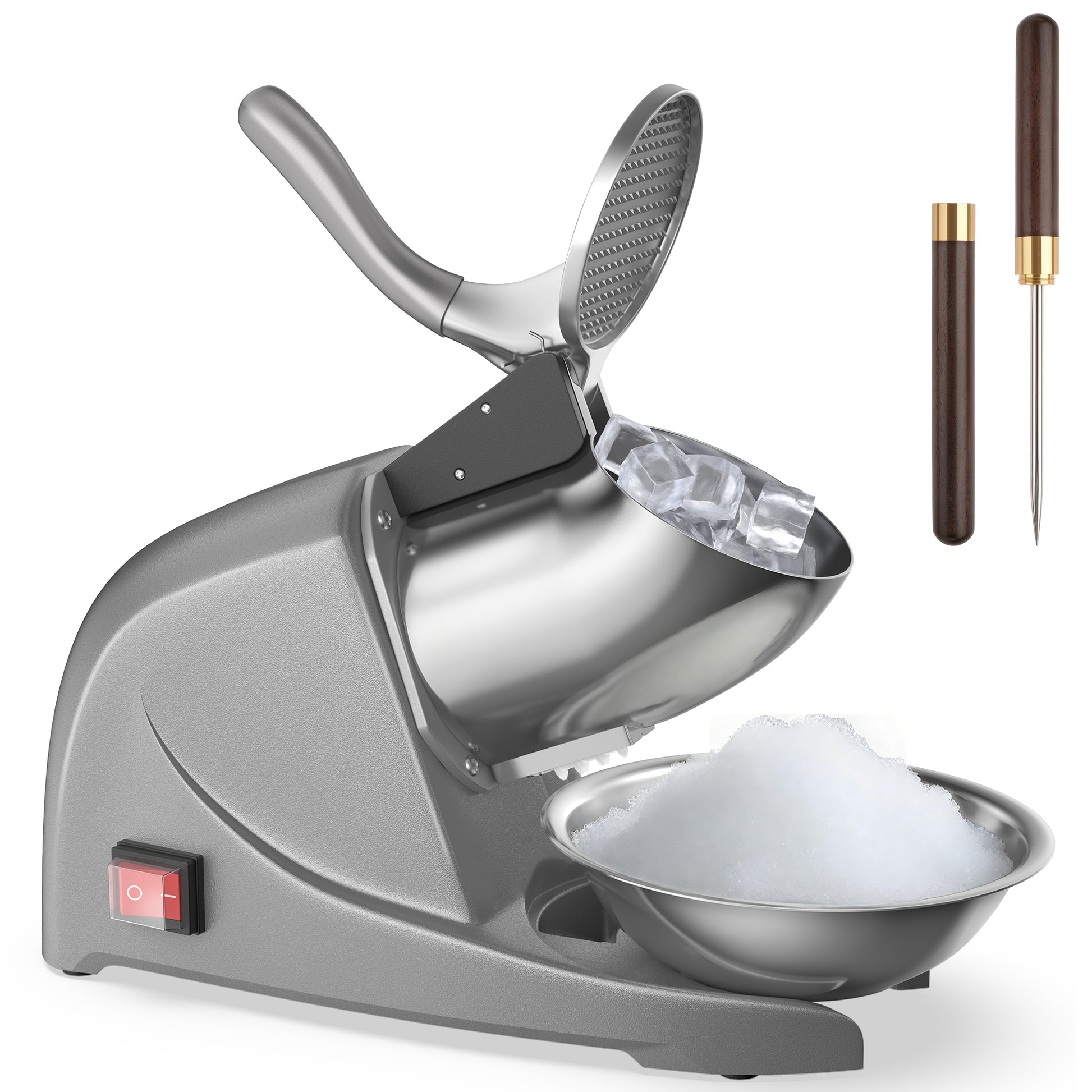 OKF Ice Shaver Prevent Splash Snow Cone Machine, Electric 3 Blades Shaved Ice Machine, 380W Ice Shaver Machine, 286lbs/hr Snow Cone Maker, Ice Crushers for Home Use and Commercial Ice Crusher