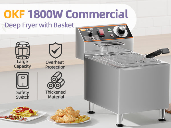 Deep Fryer, 1mm Thickened Material, 120V 3600W Commercial Deep Fryer with Basket for Home Use