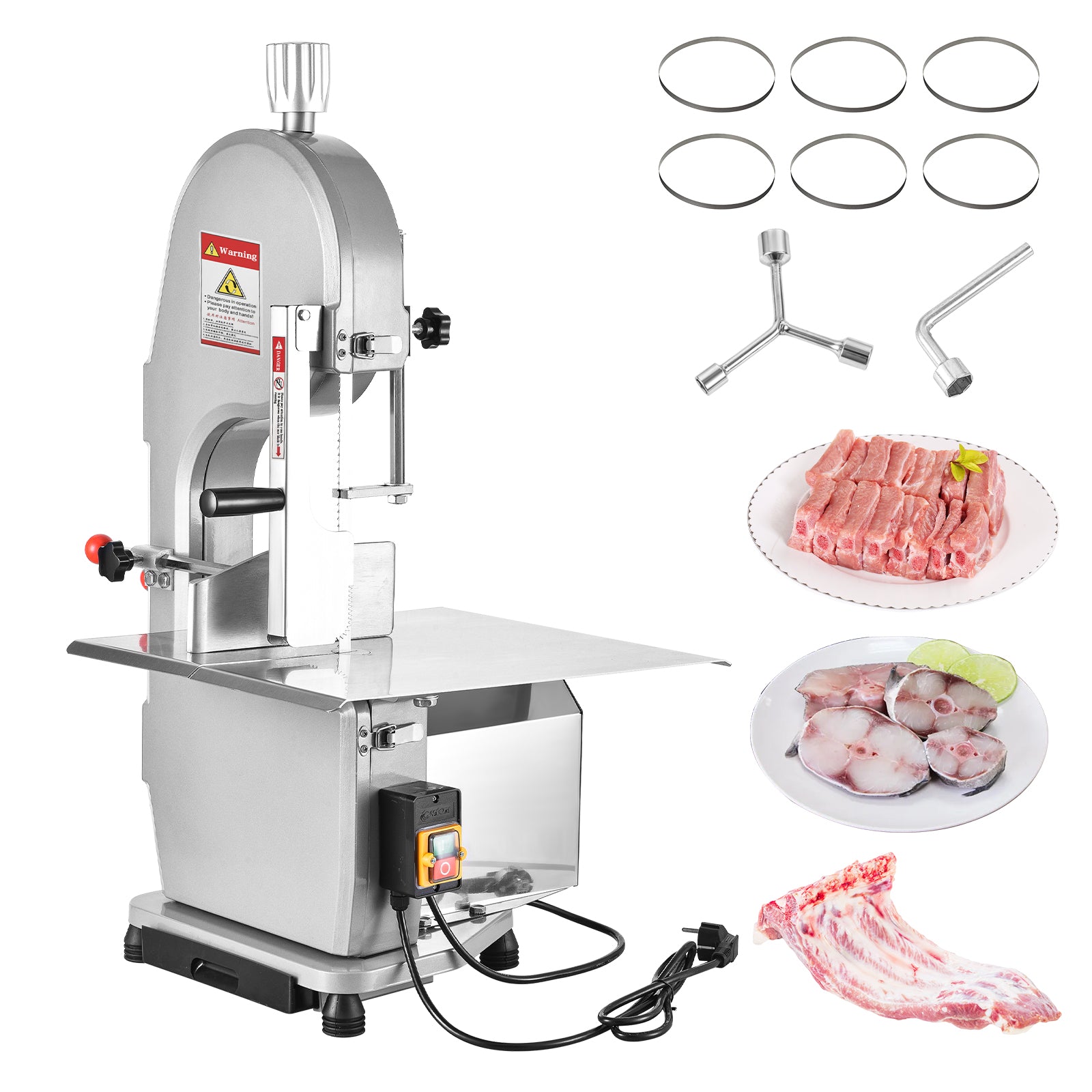 1500W Electric Bone Saw Machine, 304 Stainless Steel Commercial Frozen Meat Saw,  Waterproof Motor