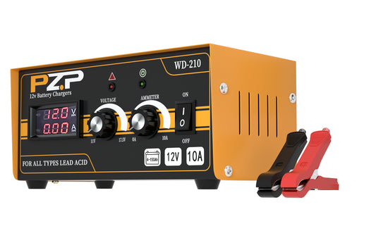 PZP 12v Battery Charger, Adjustable Metal 10 Amp Portable Automatic Smart Trickle Charging Battery Maintainer
