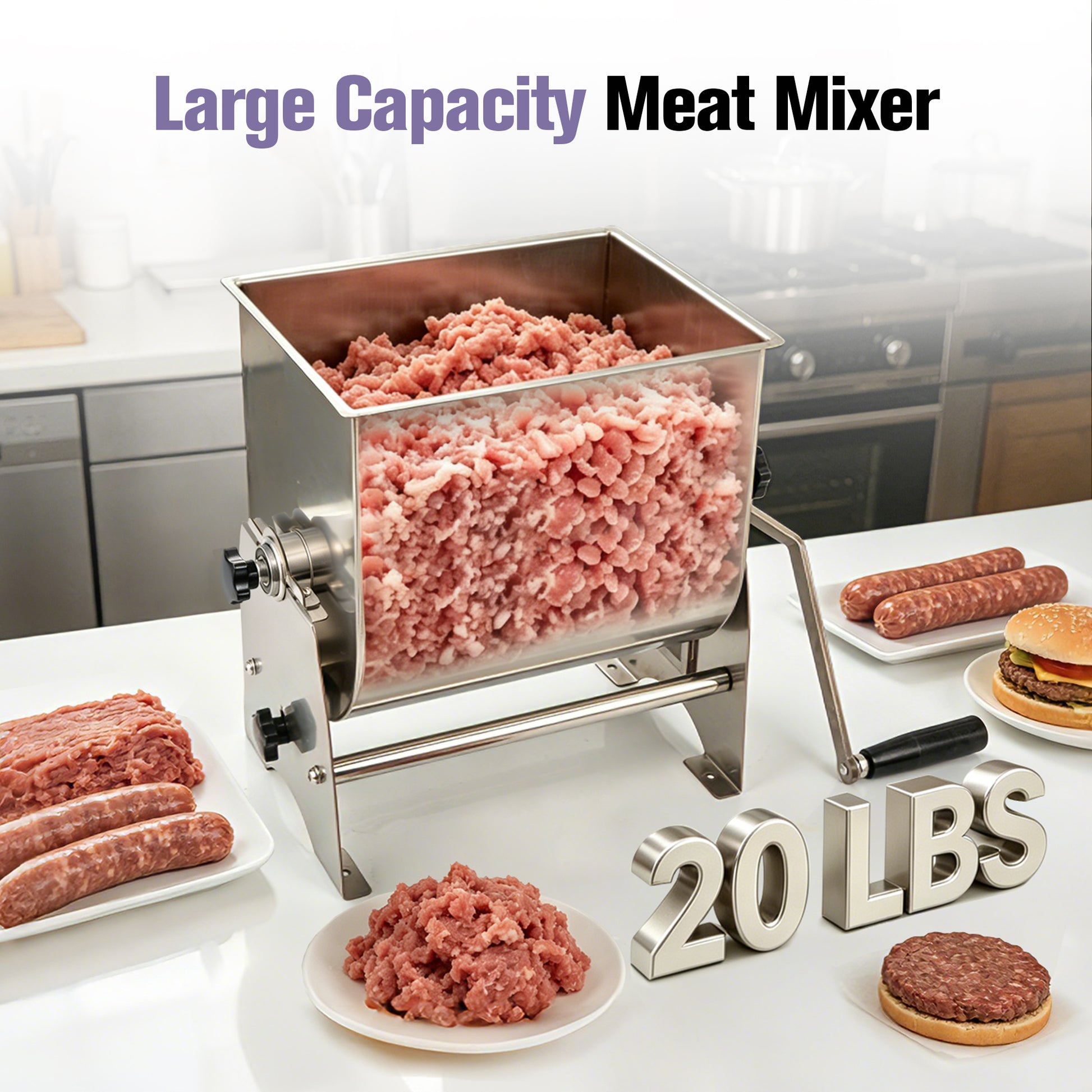Stainless Steel Hand Crank Meat Mixer