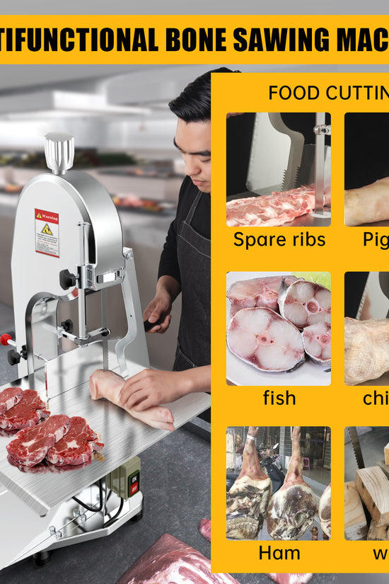 1500W Electric Bone Saw Machine, 304 Stainless Steel Commercial Frozen Meat Saw,  Waterproof Motor