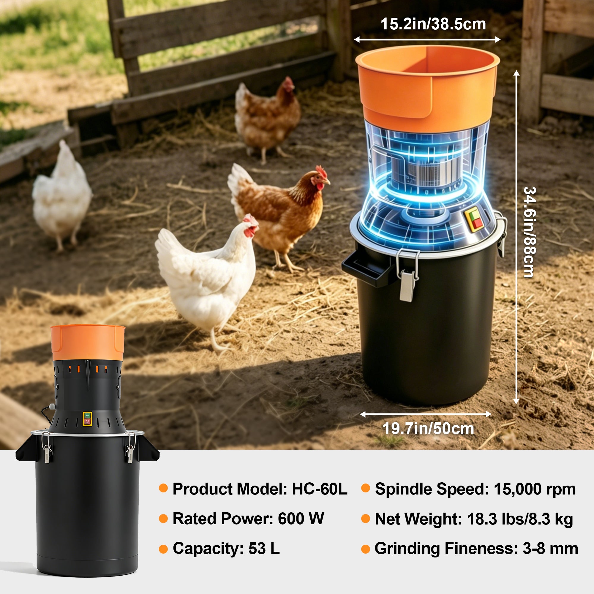 60L Multipurpose Electric Grain Mill Grinder