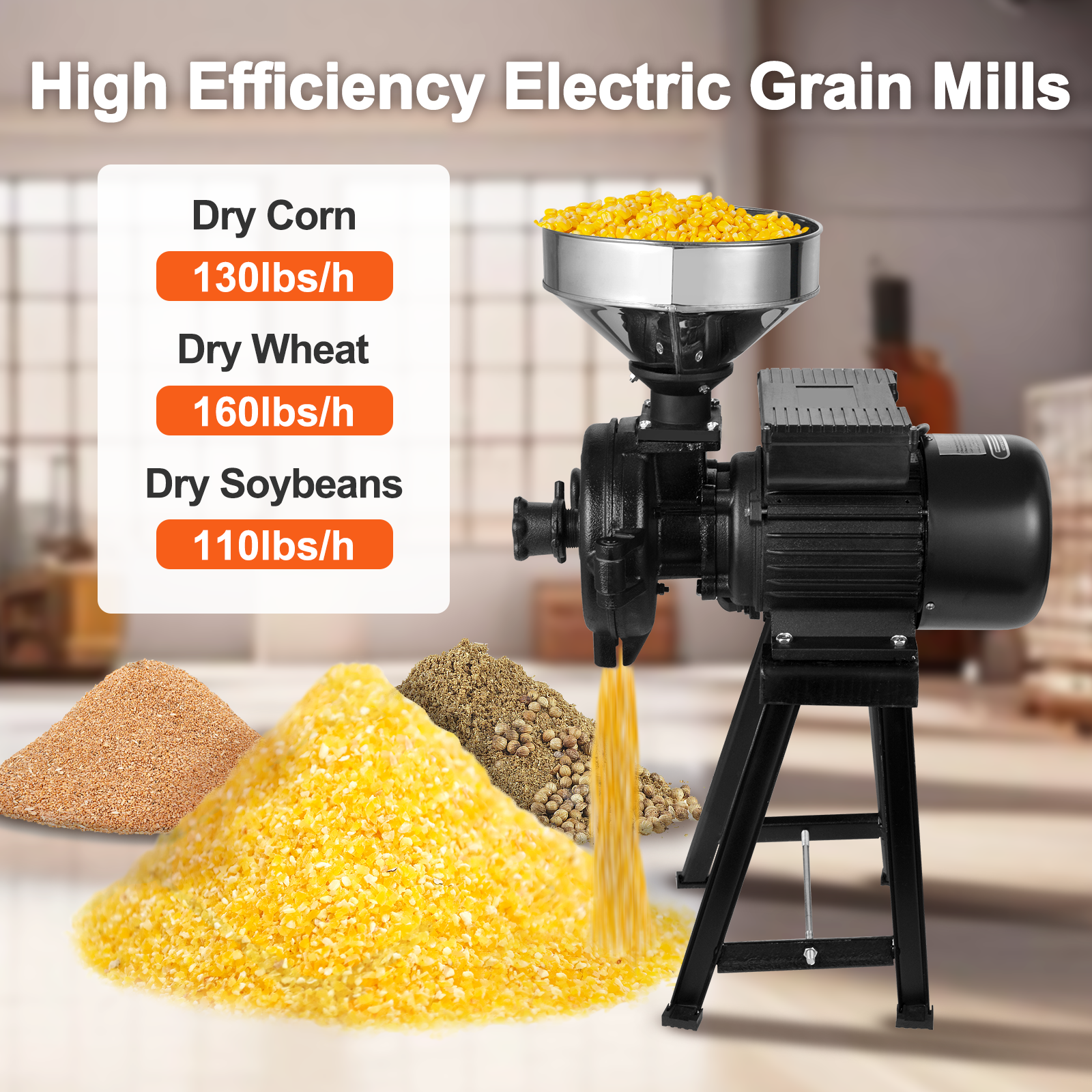 High-Leg Grain Mill Grinder for Dry materials(220V)