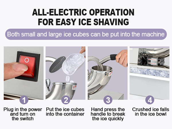 OKF Commercial Snow Cone Machine - 661LB/H Commercial Shaved Ice Machine, Ice Crusher Shaved Ice Machine Fluffy