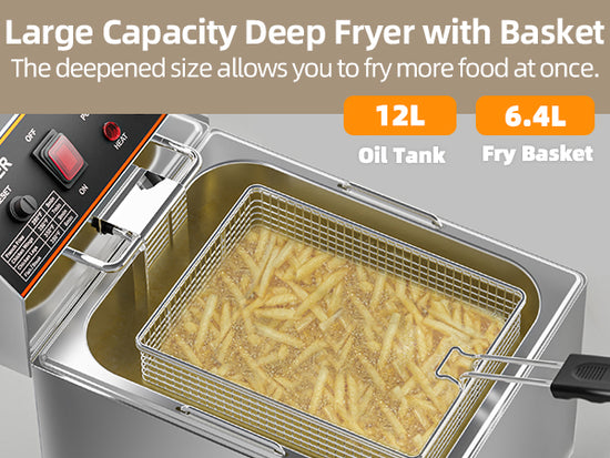 Deep Fryer, 1mm Thickened Material, 120V 3600W Commercial Deep Fryer with Basket for Home Use