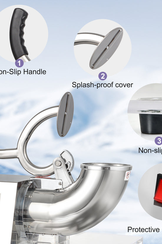 OKF 110V Commercial Ice Crusher 500LBS/H, ETL Approved 350W Electric Snow Cone Machine with Dual Blades