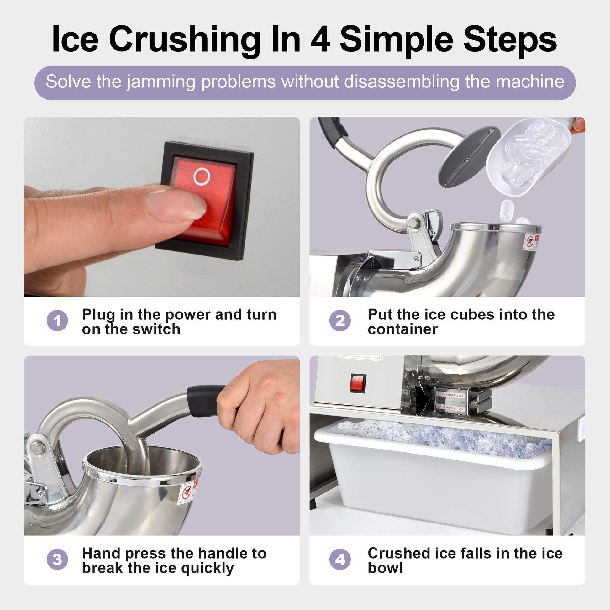 OKF Commercial Snow Cone Machine - 661LB/H Commercial Shaved Ice Machine, Ice Crusher Shaved Ice Machine Fluffy