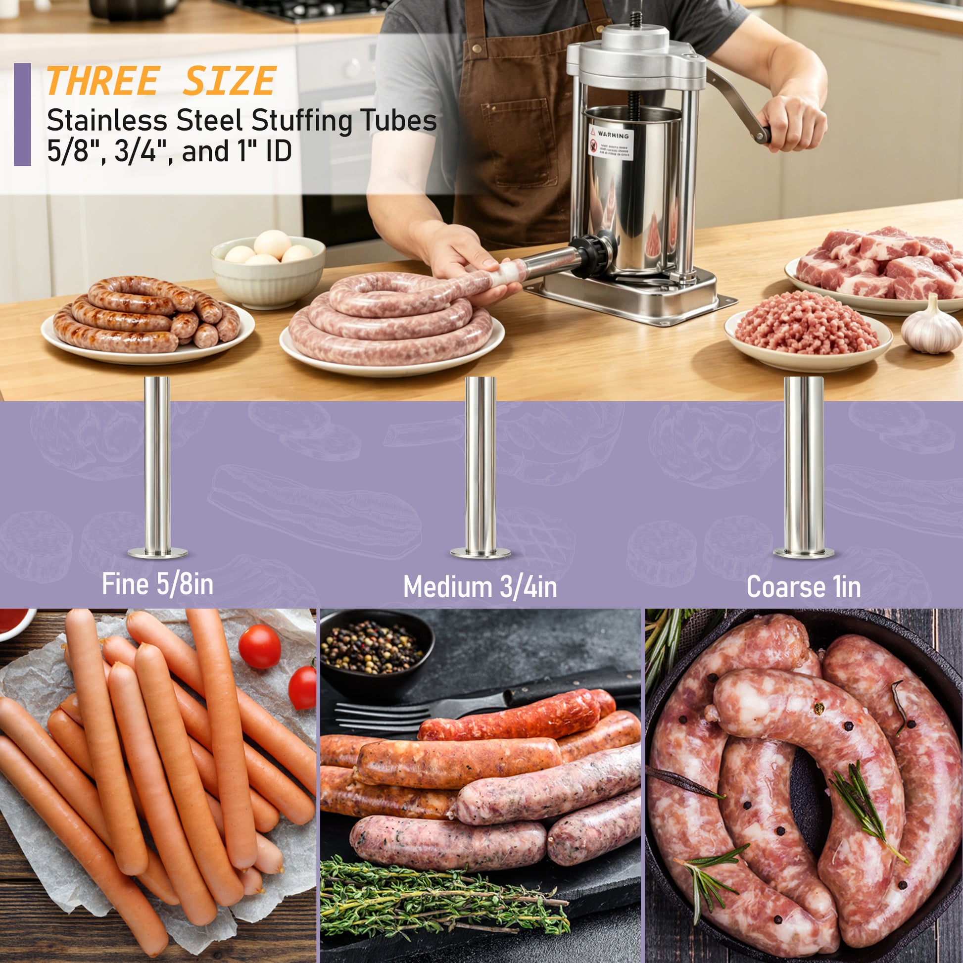 Stainless Steel Manual Sausage Stuffer