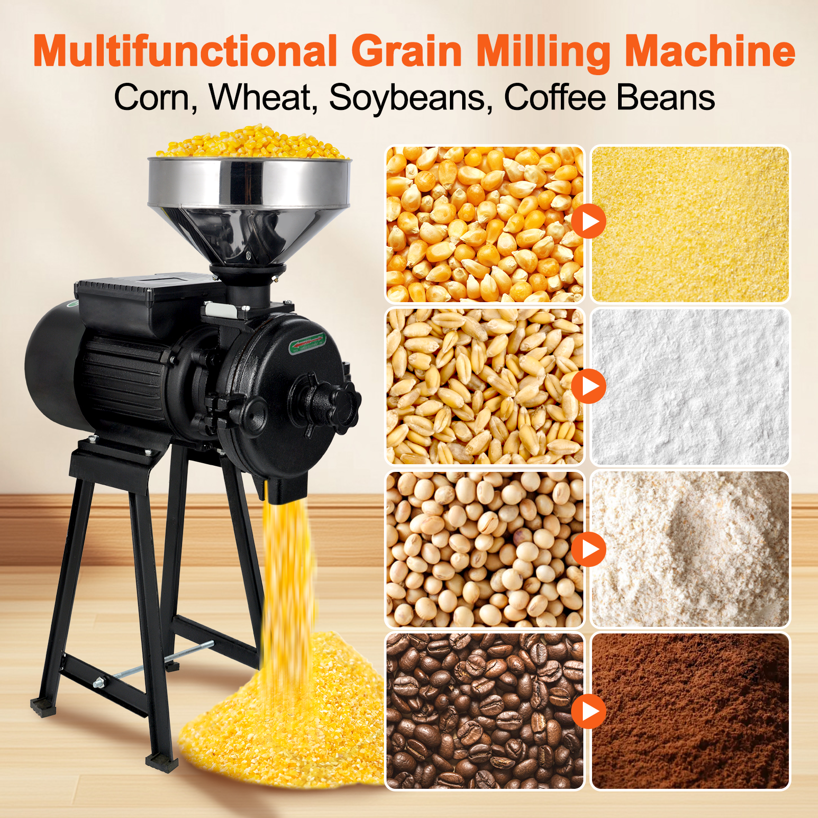 High-Leg Grain Mill Grinder for Dry materials(220V)
