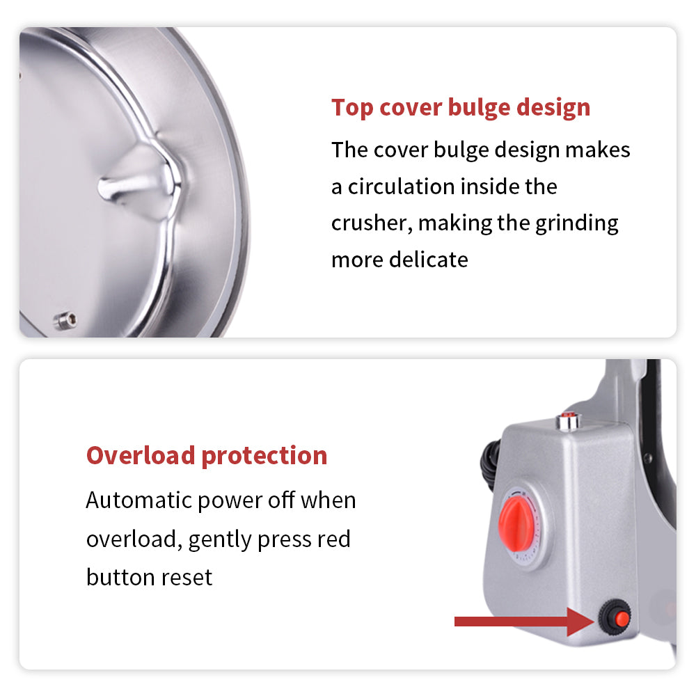 2800W 110V High-Speed Electric Grain Mill Grinder, Grain Mill for Home and Commercial Use