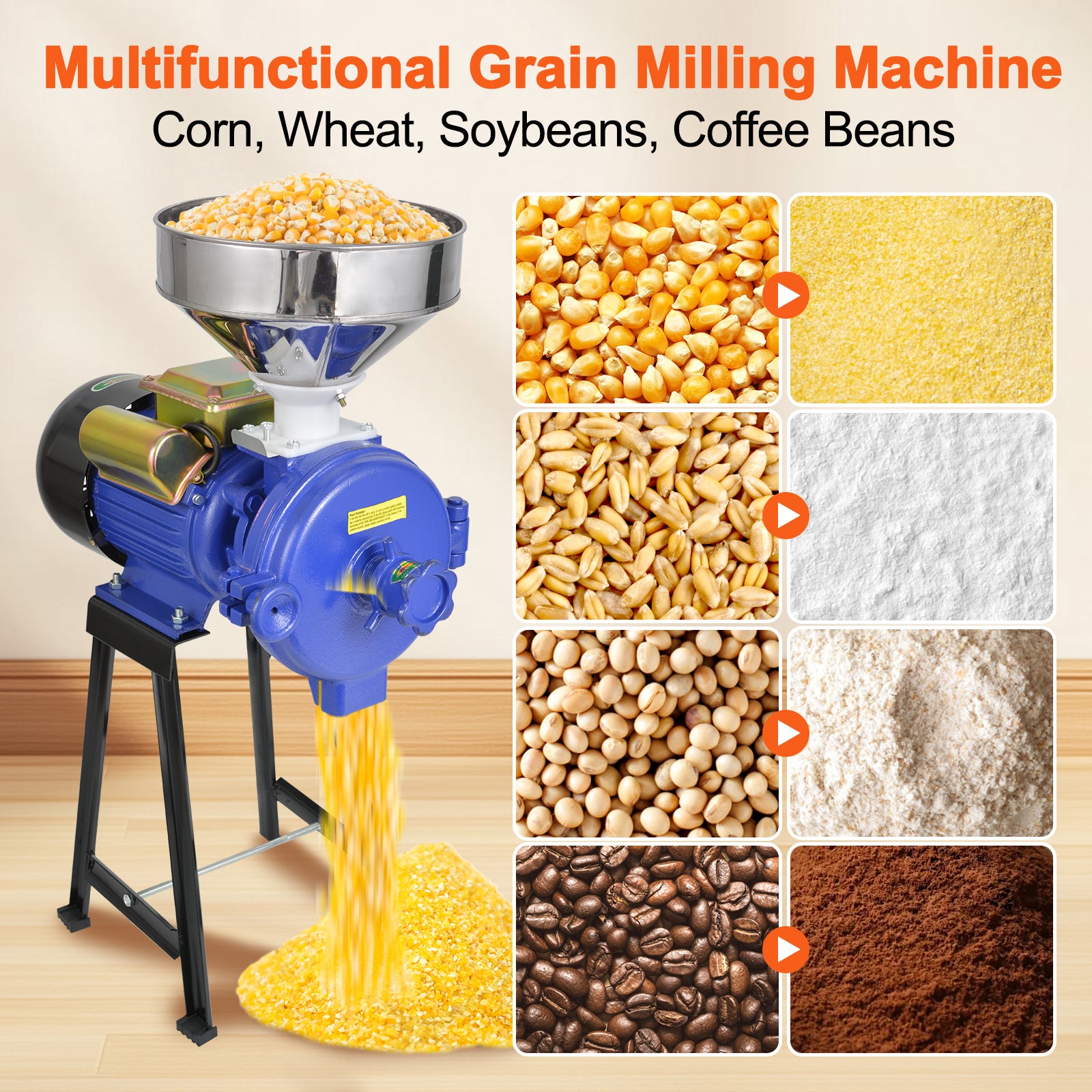High-Leg Grain Mill Grinder for Dry materials (110V / 220V)