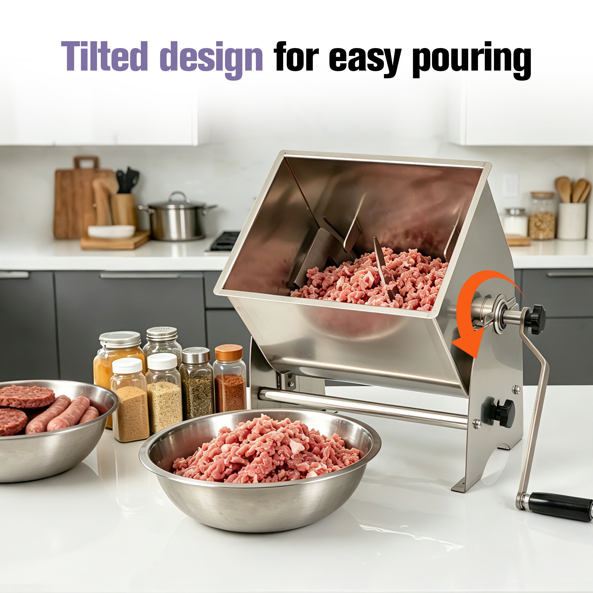Stainless Steel Hand Crank Meat Mixer