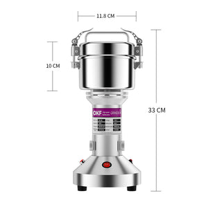 Grain Mill Grinder 1500W Electric Stainless Steel Grain Grinder High-Speed Pulverizer Powder Machine for Dry Wheat, Oats, Corn, Pepper and Coffee Beans