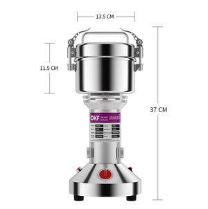 Grain Mill Grinder 1500W Electric Stainless Steel Grain Grinder High-Speed Pulverizer Powder Machine for Dry Wheat, Oats, Corn, Pepper and Coffee Beans