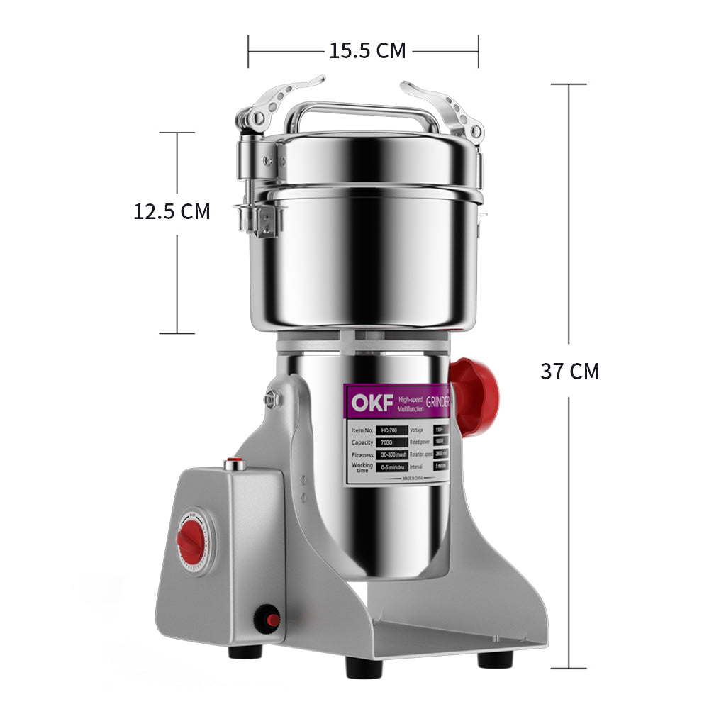 2800W 110V High-Speed Electric Grain Mill Grinder, Grain Mill for Home and Commercial Use