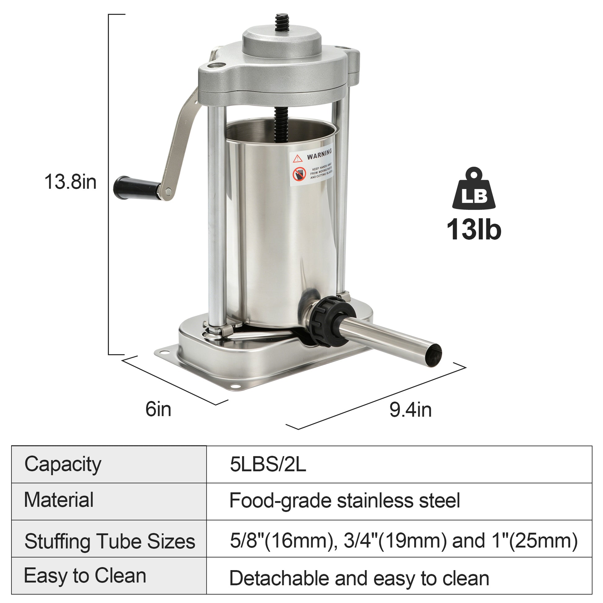 Stainless Steel Manual Sausage Stuffer