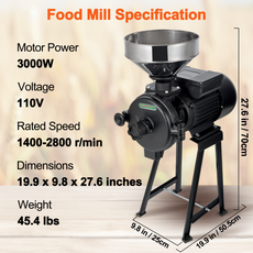 High-Leg Grain Mill Grinder for Dry materials(220V)