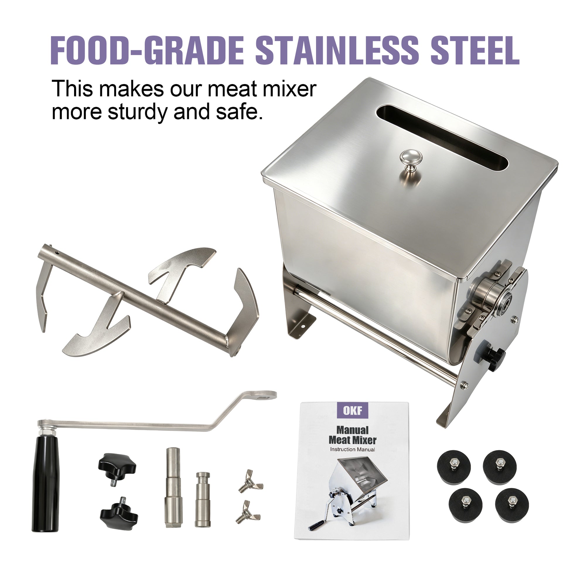 Stainless Steel Hand Crank Meat Mixer