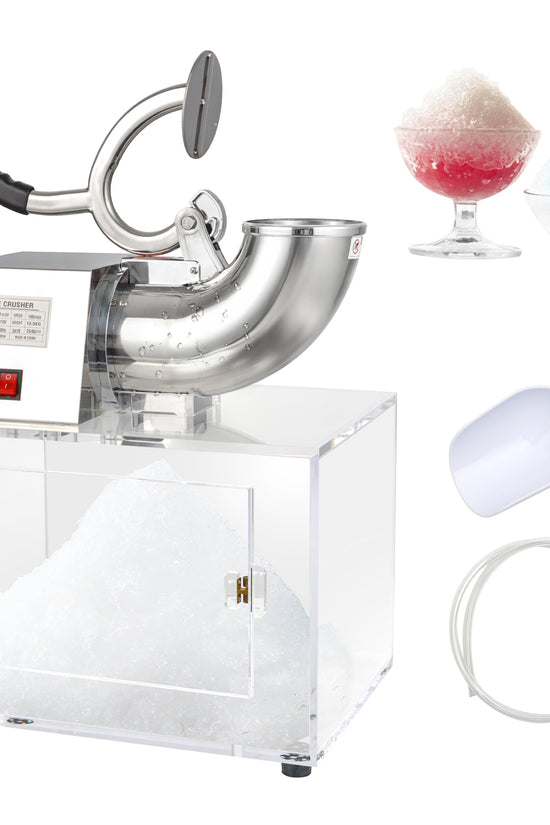 OKF 110V Commercial Ice Crusher 500LBS/H, ETL Approved 350W Electric Snow Cone Machine with Dual Blades