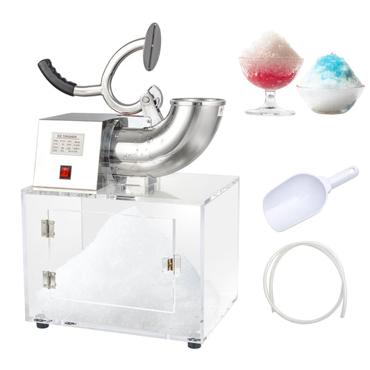 OKF 110V Commercial Ice Crusher 500LBS/H, ETL Approved 350W Electric Snow Cone Machine with Dual Blades