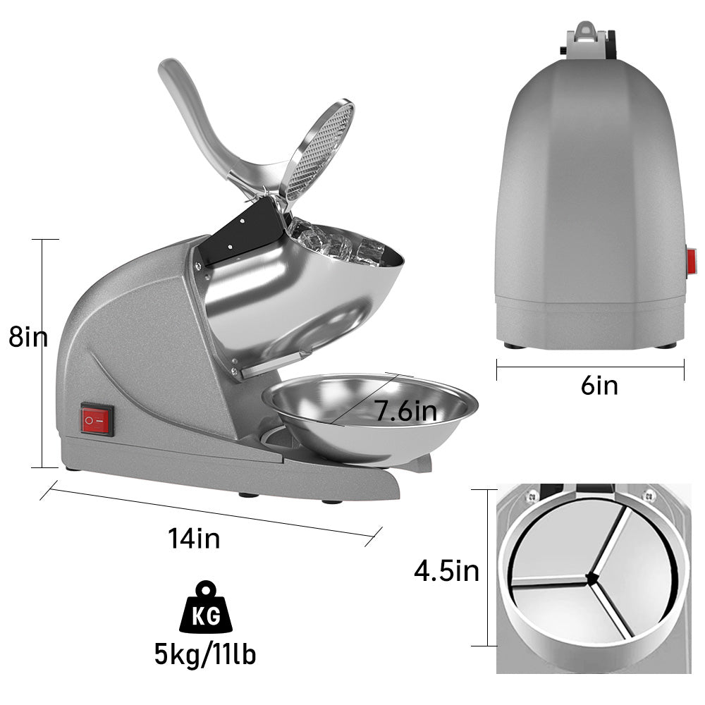 OKF Ice Shaver Prevent Splash Snow Cone Machine, Electric 3 Blades Shaved Ice Machine, 380W Ice Shaver Machine, 286lbs/hr Snow Cone Maker, Ice Crushers for Home Use and Commercial Ice Crusher