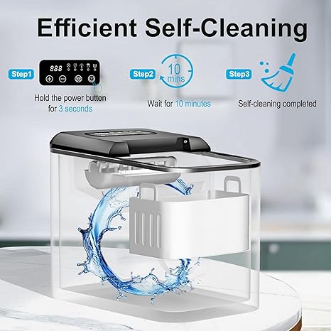 Countertop Ice Maker, Compact Design for Home/Office/Kitchen/Camping (Stainless Steel)