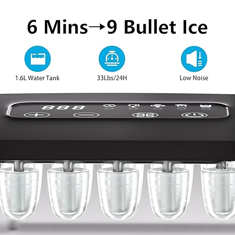 Countertop Ice Maker, Compact Design for Home/Office/Kitchen/Camping (Stainless Steel)