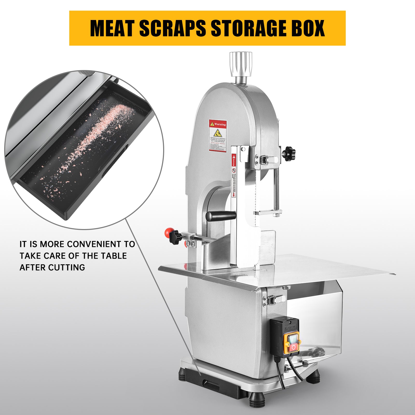 1500W Electric Bone Saw Machine, 304 Stainless Steel Commercial Frozen Meat Saw,  Waterproof Motor