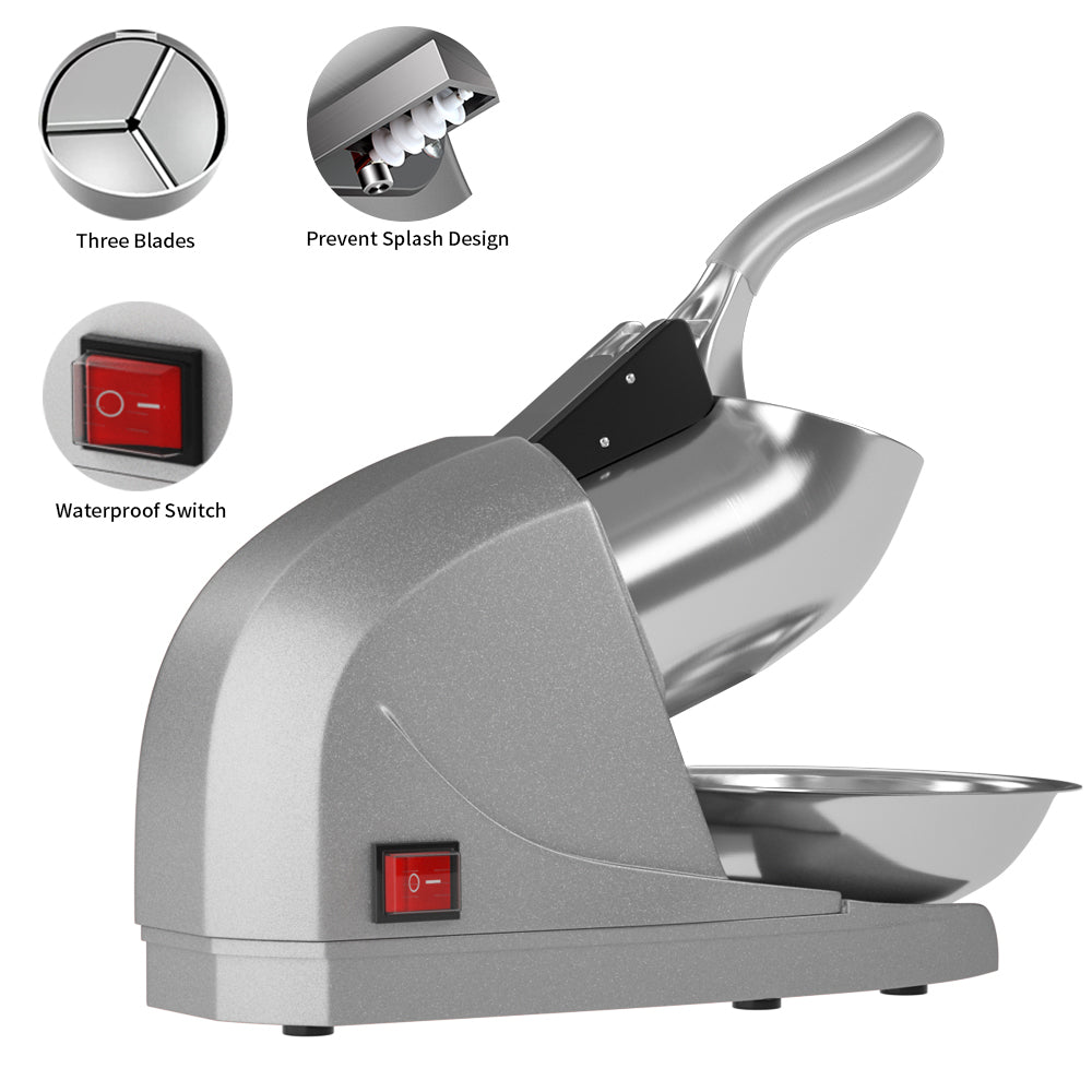 OKF Ice Shaver Prevent Splash Snow Cone Machine, Electric 3 Blades Shaved Ice Machine, 380W Ice Shaver Machine, 286lbs/hr Snow Cone Maker, Ice Crushers for Home Use and Commercial Ice Crusher