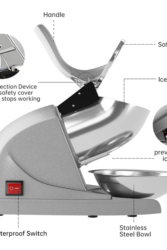 OKF Ice Shaver Prevent Splash Snow Cone Machine, Electric 3 Blades Shaved Ice Machine, 380W Ice Shaver Machine, 286lbs/hr Snow Cone Maker, Ice Crushers for Home Use and Commercial Ice Crusher