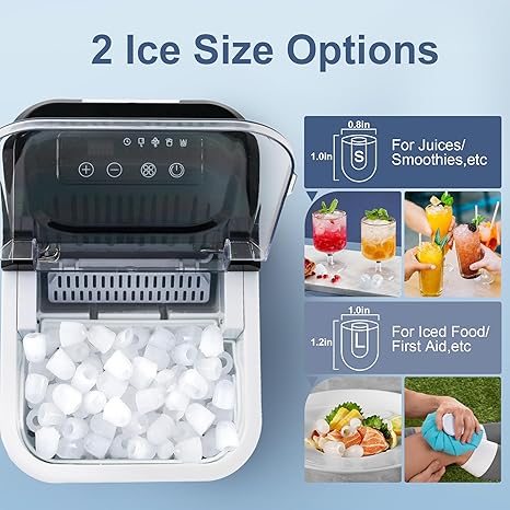 Countertop Ice Maker, Compact Design for Home/Office/Kitchen/Camping (Stainless Steel)