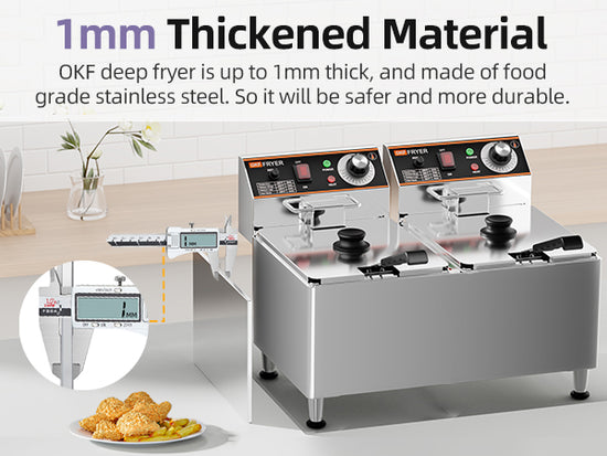 Deep Fryer, 1mm Thickened Material, 120V 3600W Commercial Deep Fryer with Basket for Home Use