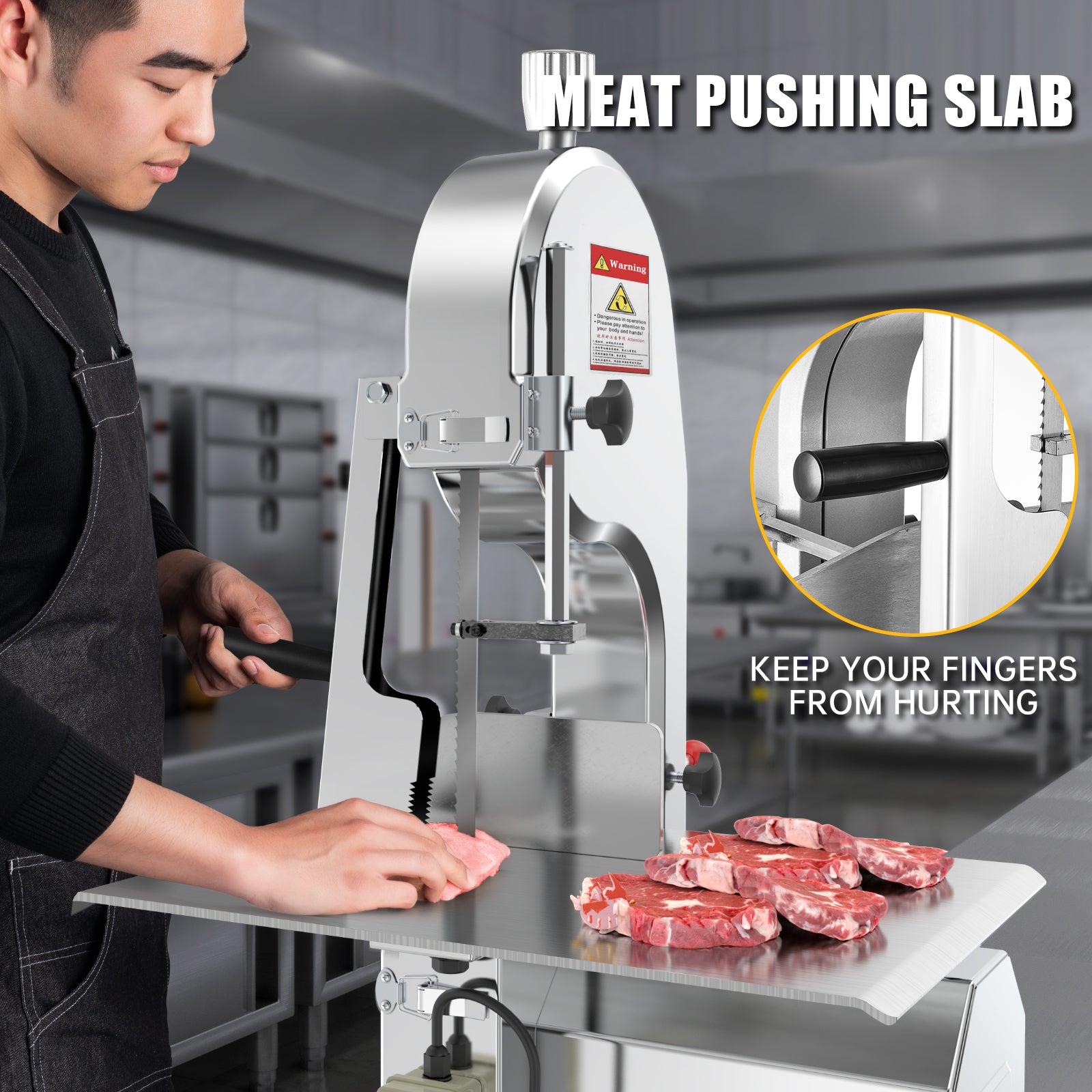 1500W Electric Bone Saw Machine, 304 Stainless Steel Commercial Frozen Meat Saw,  Waterproof Motor