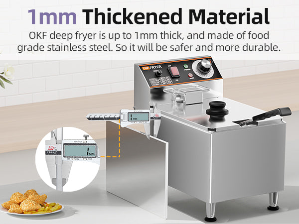Deep Fryer, 1mm Thickened Material, 120V 3600W Commercial Deep Fryer with Basket for Home Use