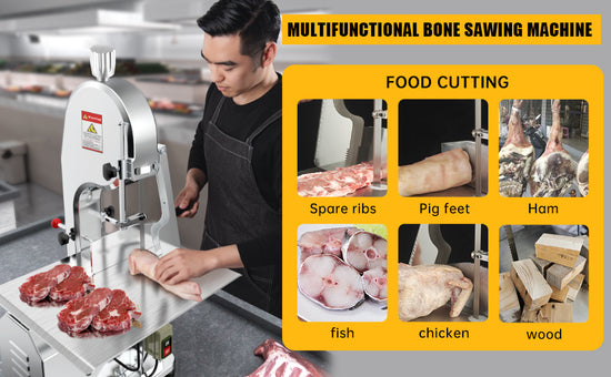 1500W Electric Bone Saw Machine, 304 Stainless Steel Commercial Frozen Meat Saw,  Waterproof Motor