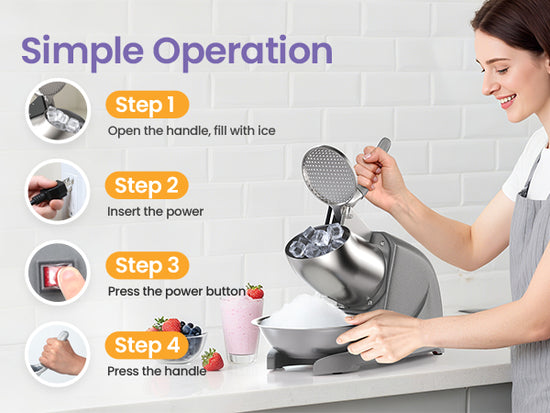 OKF Ice Shaver Prevent Splash Snow Cone Machine, Electric 3 Blades Shaved Ice Machine, 380W Ice Shaver Machine, 286lbs/hr Snow Cone Maker, Ice Crushers for Home Use and Commercial Ice Crusher