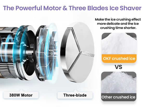 OKF Ice Shaver Prevent Splash Snow Cone Machine, Electric 3 Blades Shaved Ice Machine, 380W Ice Shaver Machine, 286lbs/hr Snow Cone Maker, Ice Crushers for Home Use and Commercial Ice Crusher