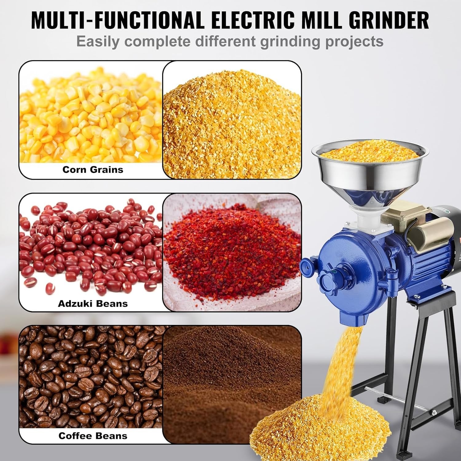 High-Leg Grain Mill Grinder for Dry materials (110V / 220V)