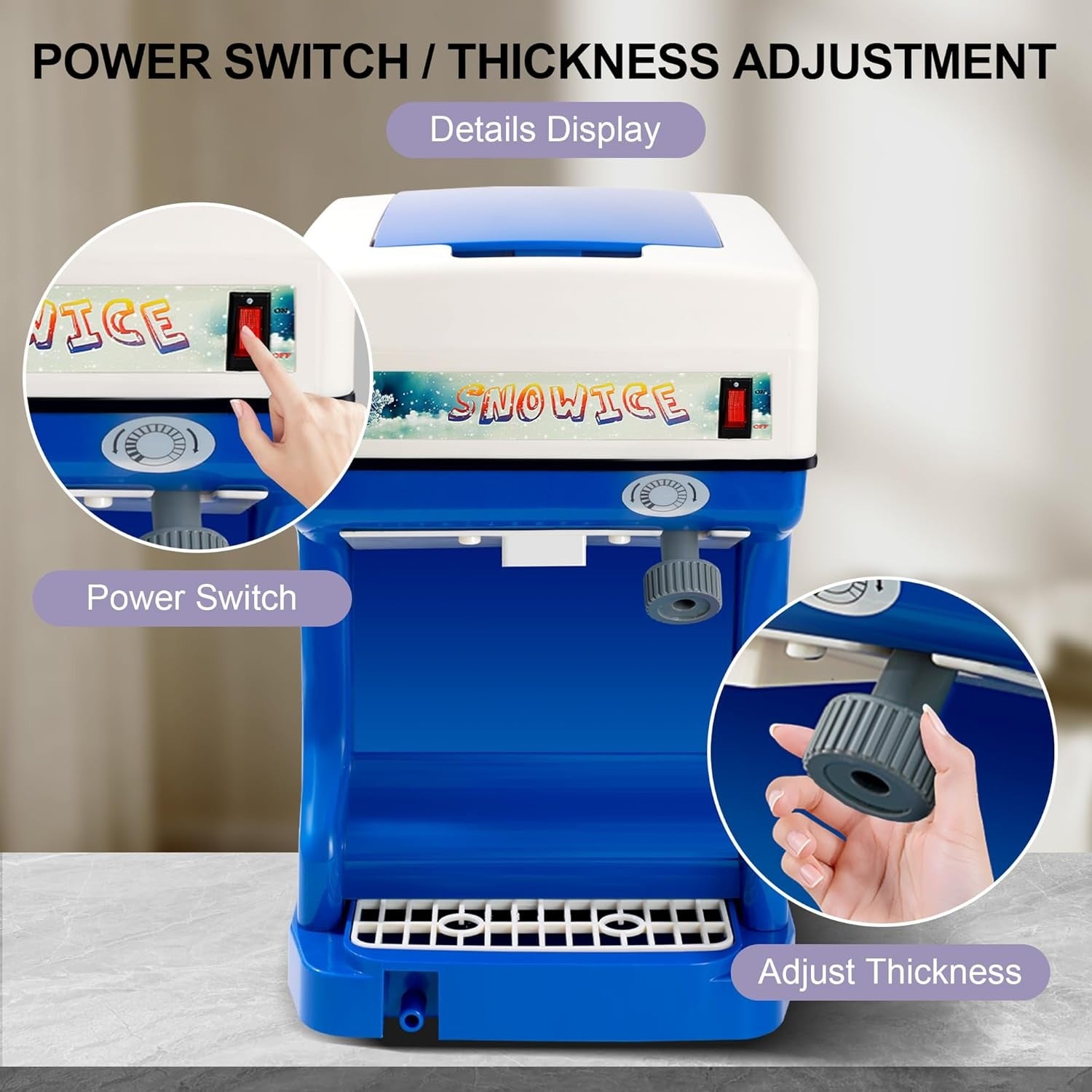 OKF 110V Electric Shaved Ice Machine 250W Snow Cone Maker Tabletop