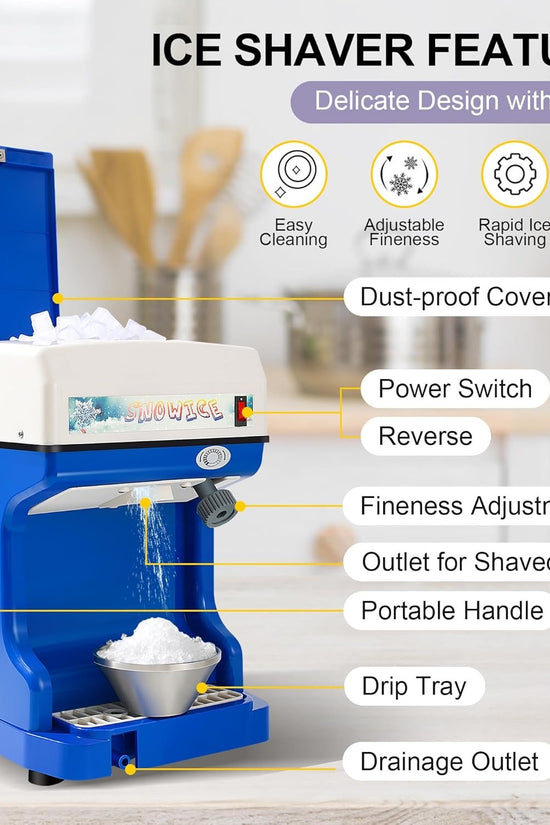 OKF 110V Electric Shaved Ice Machine 250W Snow Cone Maker Tabletop