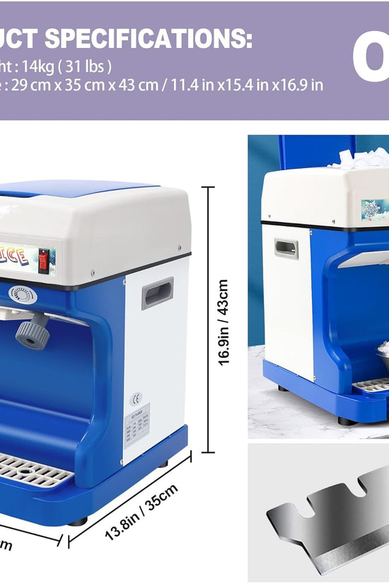 OKF 110V Electric Shaved Ice Machine 250W Snow Cone Maker Tabletop