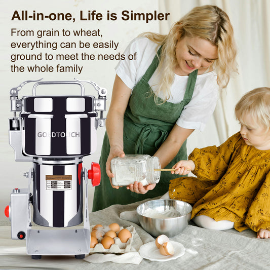 2800W 110V High-Speed Electric Grain Mill Grinder, Grain Mill for Home and Commercial Use