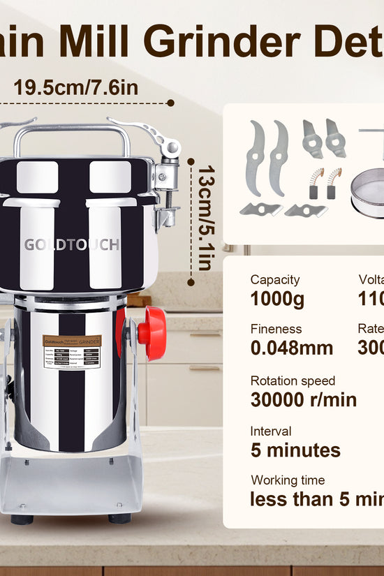 2800W 110V High-Speed Electric Grain Mill Grinder, Grain Mill for Home and Commercial Use