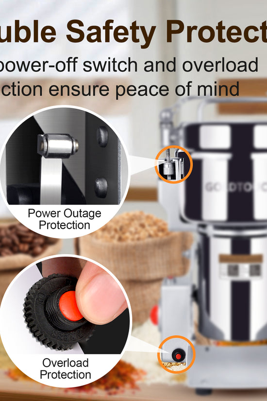 2800W 110V High-Speed Electric Grain Mill Grinder, Grain Mill for Home and Commercial Use